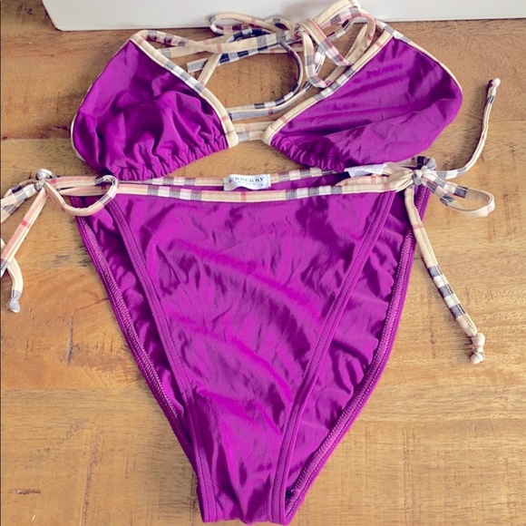 Burberry Y2K Purple Burberry Swim Bikini Swimsuit, Medium - Picture 1 of 12